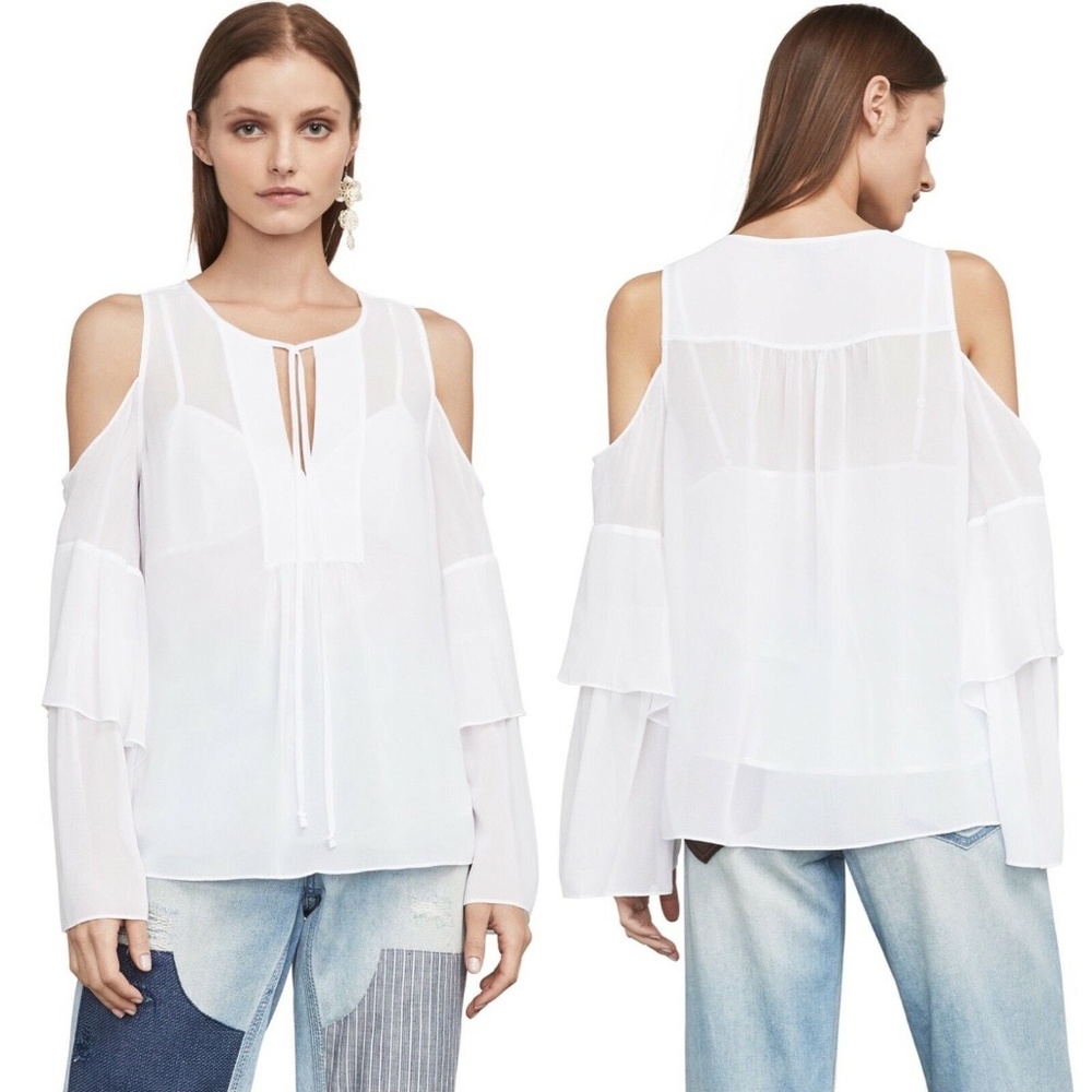 BCBGMAXAZRIA Jalena Open Cold-Shoulder Top XXS NEW